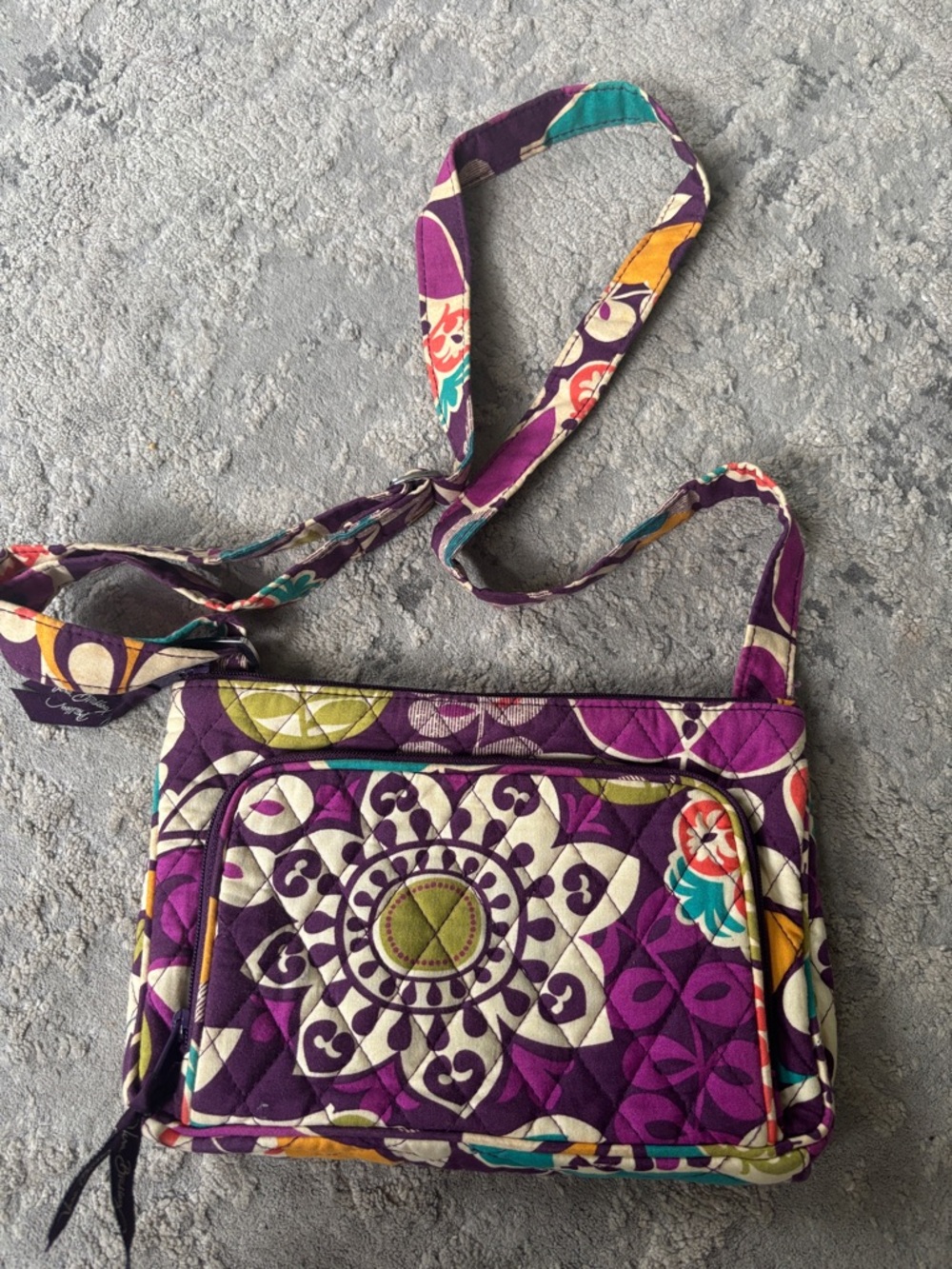Vera Bradley Purple Floral Medallion Quilted Crossbody